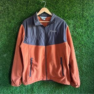 Columbia Field Gear Fleece Jacket Coat L Large Orange Mens Interchange